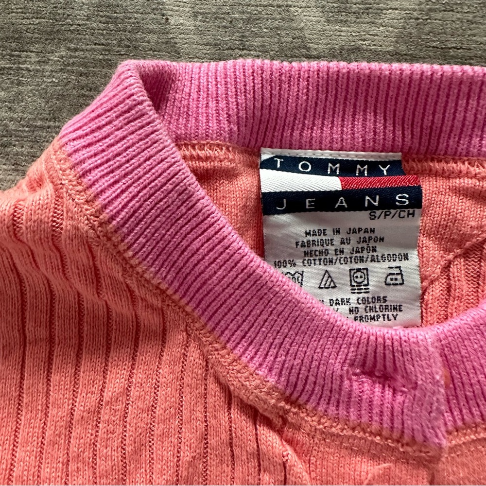 Tommy Hilfiger Coral Ribbed Cardigan w pink trim - Picture 5 of 7